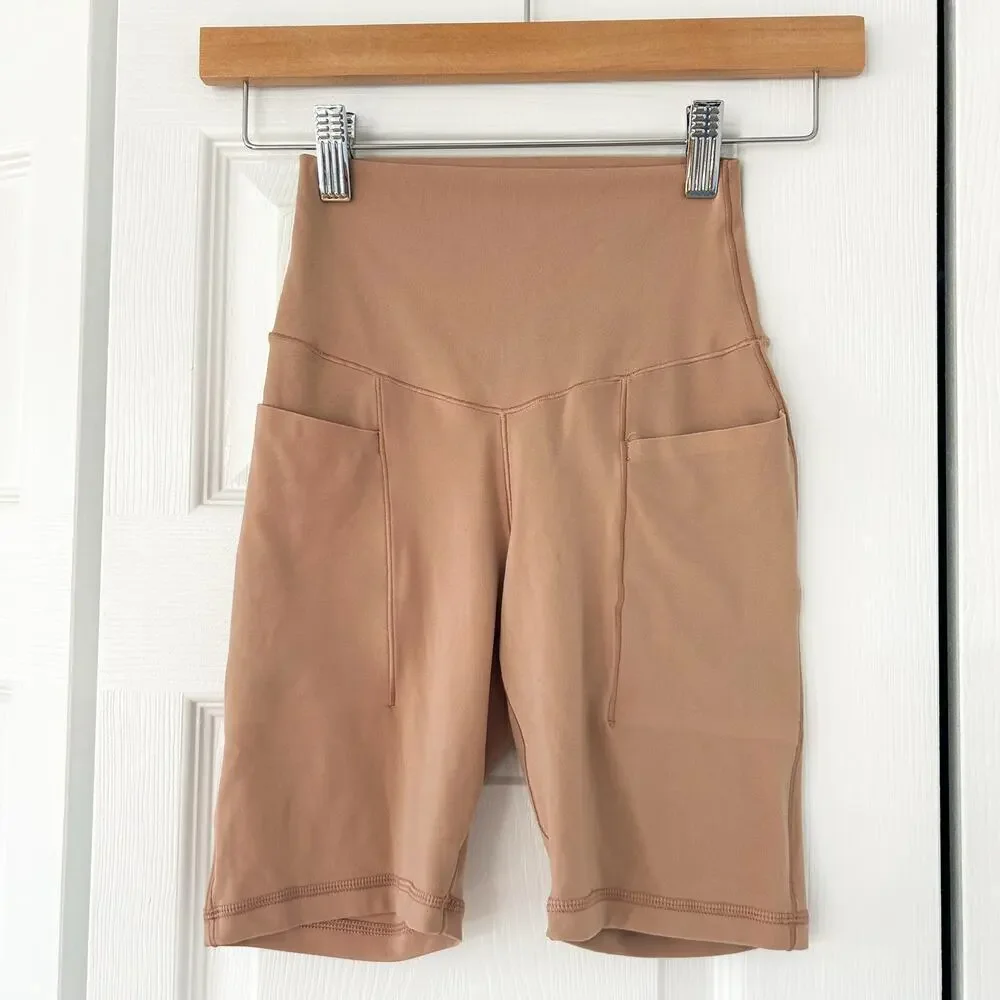 NWOT Aerie OFFLINE Real Me High Rise 7” Bike Shorts Womens Size XS Beige Tan
